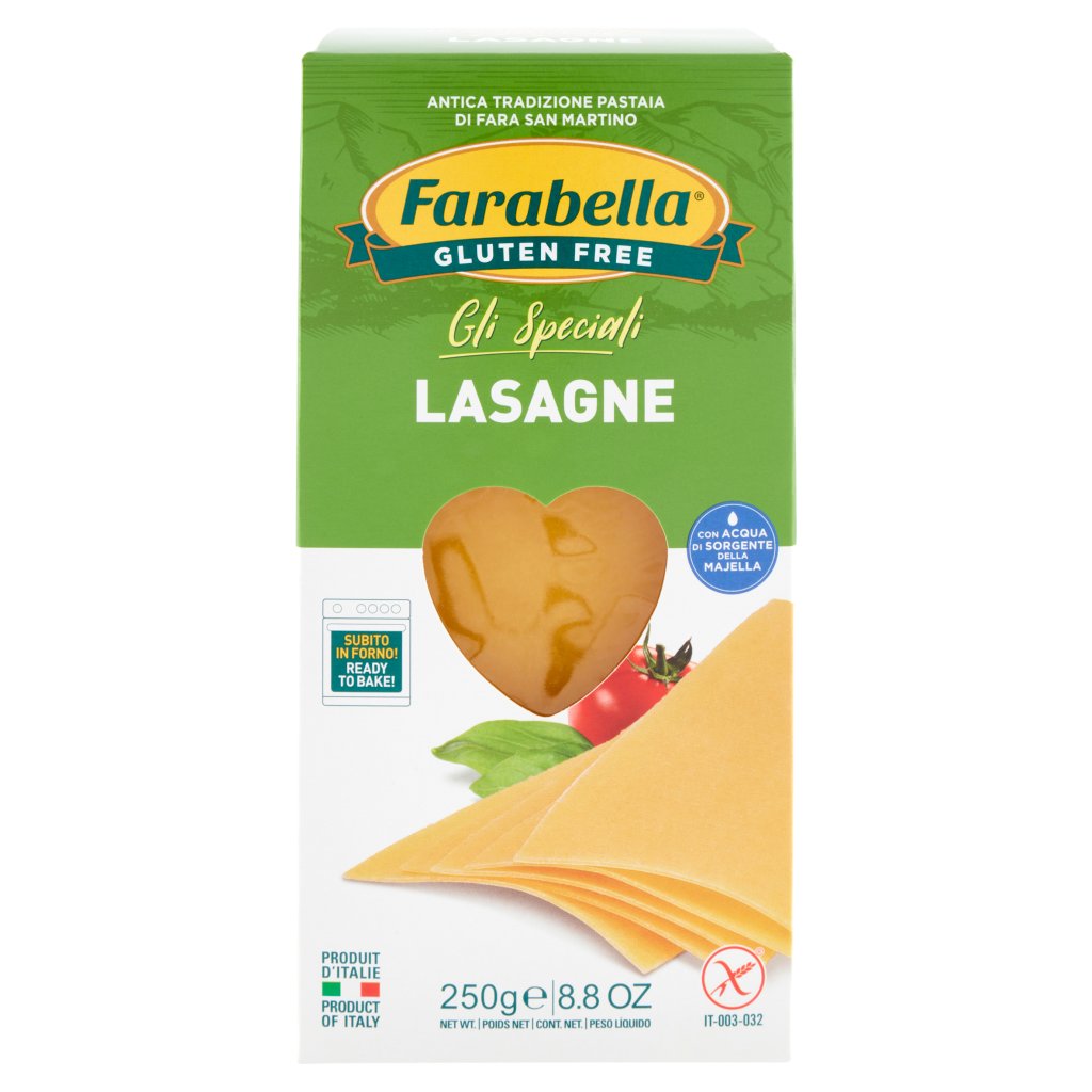 Lasagne Farabella senza glutine e senza lattosio